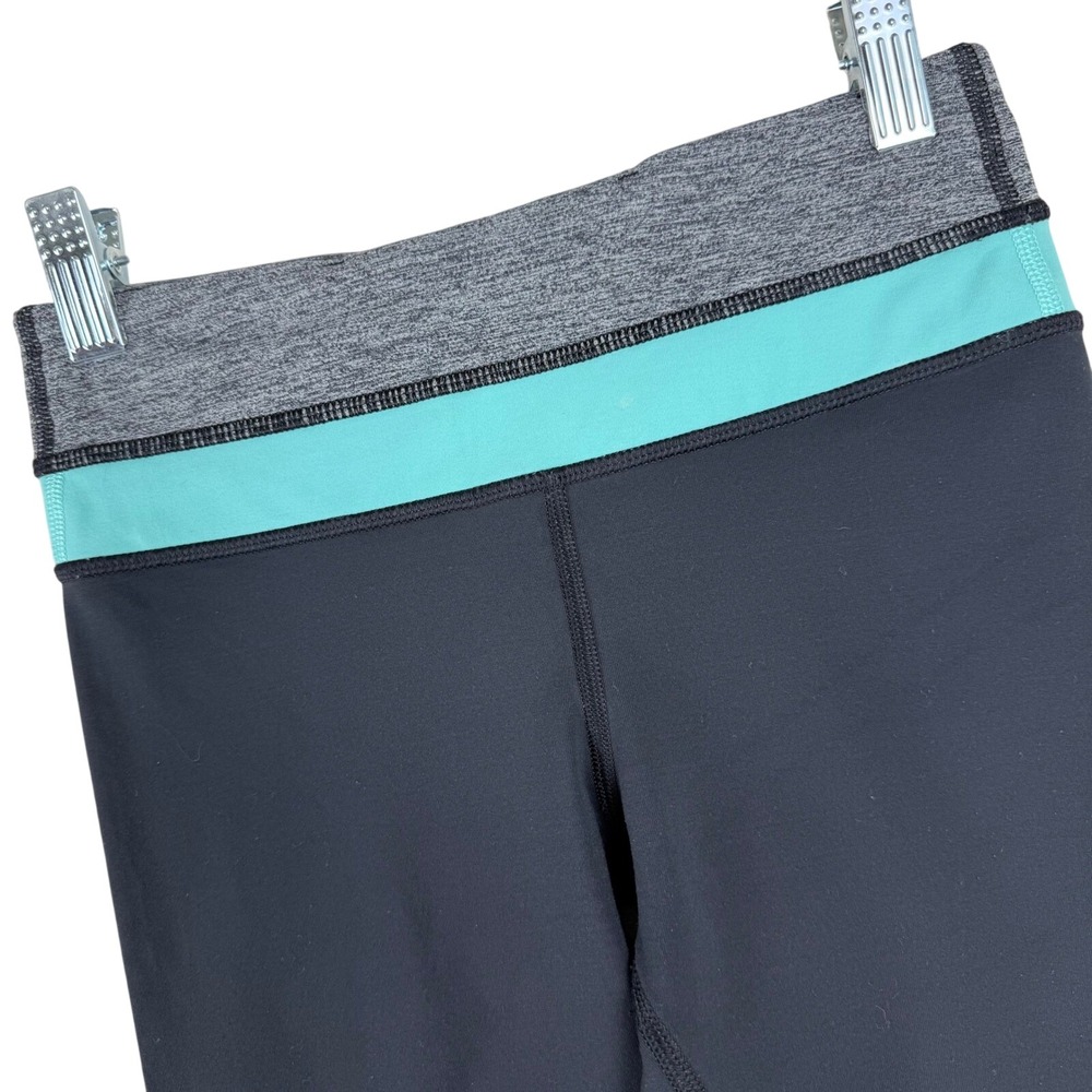 Lululemon Run Inspire Crop II Womens Size 2 Black Teal Gray Leggings‎ Athletic
